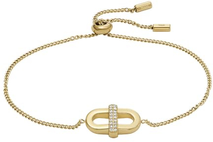 Fossil Damen-Gliederarmband Heritage D-Link Glitz Edelstahl goldfarben, JF04584710