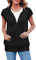 Fisoew Ärmellose Damen-Kapuzenpullover mit Reißverschluss, lockere Passform, Kordelzug, Sweatshirts, leichte Jacke, Weste mit Taschen, Schwarz, XL
