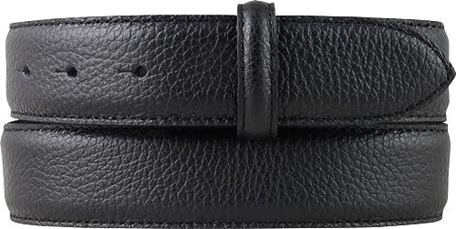 BELTINGER Gürtel mit Pigmentprägung und Steppnaht ohne Schnalle 3,5cm | Modischer Ledergürtel für H-Schnalle 35mm Damen Herren | Jeans-Gürtel 3.5cm | Schwarz 90cm
