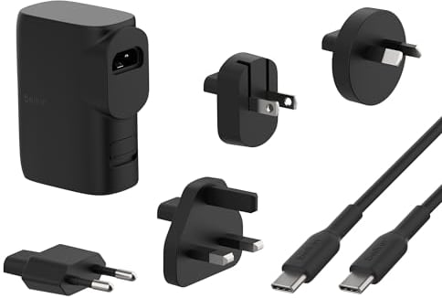 Belkin BoostCharge Solution Hybride 2-en-1 : Chargeur Secteur 25W + Batterie Externe 5000mAh 2 Ports, USB-C PD 3.0 et USB-A, Power Bank 5K, Chargeur Rapide et Portable