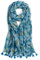 QIUTIMIY Schals für Damen Dünn Blumenmuster Bunte Schals und Tücher Halstuch mit Quasten für Frühling Sommerschal(Blätter-Blau Green)