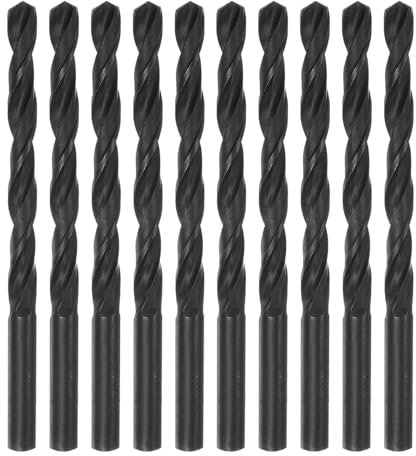 sourcing map 10pcs Jobber Drill Bits 7mm (9/32) Nitride Coated High Speed Steel (HSS) 4241 Twist Drill Bits for Stainless Steel Copper Aluminum Alloy Metal Wood Plastic, Black