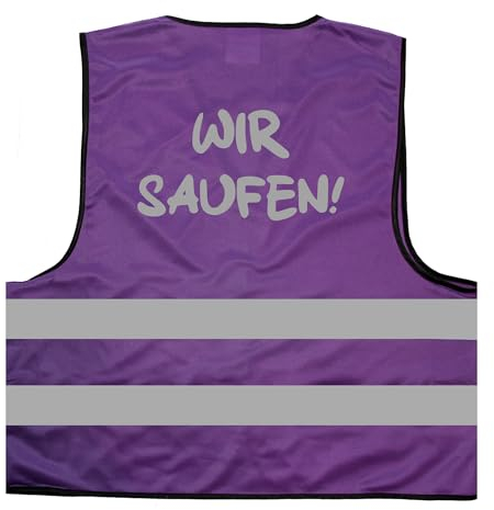 Wir Saufen JGA 2024 Team Warnweste (Versus ich heirate) Warnweste BZW. Signalweste mit reflektierendem Aufdruck - Größe S/M, Lila