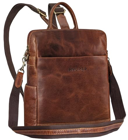 STILORD 'Sienna' 2-in-1 Leder Rucksack & Umhängetasche Damen Tasche Vintage Schultertasche Echtleder Daypack Casual für Freizeit und City, Farbe:cannes - braun