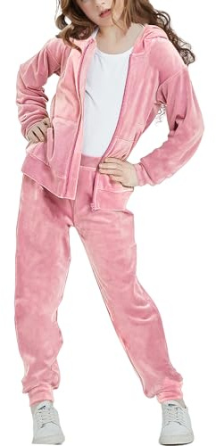 Woolicity Ragazze Felpe Set Velluto Tracksuit 2 Pezzi Outfits Zip Up Hoodies e Pantaloni Abbigliamento Sportivo Jogging Set