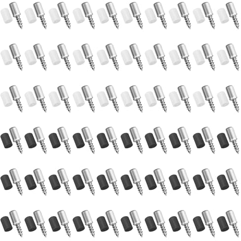 Littlegaofeithing - Juego de 60 soportes para estantes de tornillo autorroscantes con 60 tapas de plástico, para muebles, armarios, biblioteca (plata)