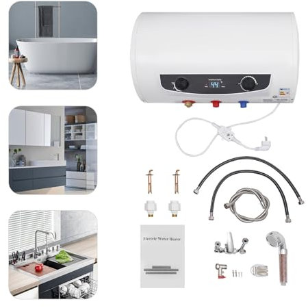 Scaldacqua elettrica da 50L,scaldabagno Hung Orizzontale Serbatoio Riscaldamento, 30-75 ℃ Rapido Riscaldamento, Con Pre-Termostato, Su richiesta Scaldabagno Per Doccia Bagno 2KW