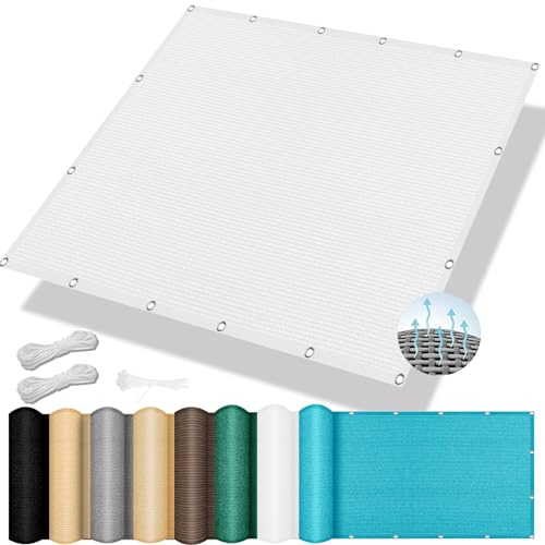 Sonnensegel Atmungsaktiv Rechteckig mit Ösen 250 x 500 cm, HDPE Wetterbeständig Atmungsaktiv, Sonnenschutz Segel Sonnensegel, Sonnensegel Shade Sails, für Garten Balkon, Weiß