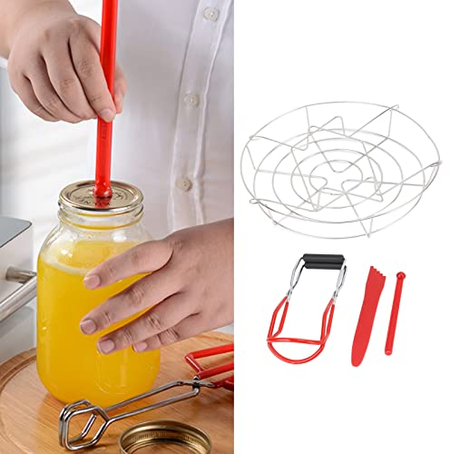 Uadme Non-Slip Glass Jar Clip,Stainless Steel Anti-Scalding Clamp Canning Equipment with Magnetic Lid Lifter Bubble Popper Jar Lifter Kitchen Tool,for Removing Canning Jars Glass Jars Milk Bottles