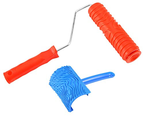 RUANI Imitation Set Outils en Bois Modèle Eg300T Rouleau en Caoutchouc 7 Pouces Ms16 Outil Grain Bois Revêtement Grain De Bois Modèle Gaufrage Art Paint Rouleau