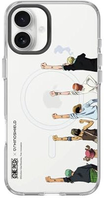 RhinoShield Clear Case Kompatibel mit Magsafe für [iPhone 16] | Überlegener magnetischer Vergilbungsschutz, Aussparung für Kamerataste - Schwarz Kamera-Ring [One Piece/X Mark of Friendship Colored]