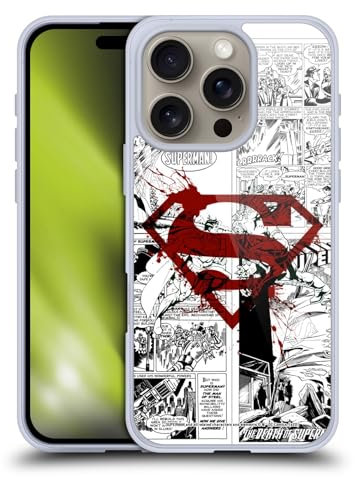 Head Case Designs Officially Licensed Superman DC Comics Red Logo Splatter Comicbook Art Gel Case [Military Grade Protection] Compatible with Apple iPhone 16 Pro and Compatible with MagSafe