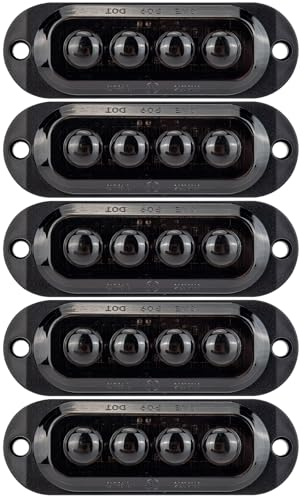 IGTOPS Luce laterale di delimitazione 12/24V Luce laterale per rimorchi Illuminazione per camion, camper, roulotte (Giallo con lente affumicata, 4*LED, 5 pezzi)