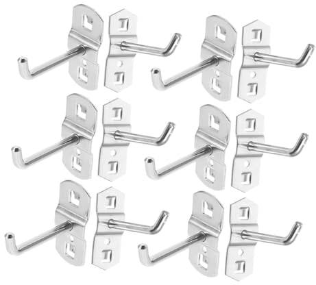 JECOMPRIS 12pcs Hooks Heavy Duty Shelf Pegboard Tool Holders Wall Tool Organizer Peg Board Tool Hangers Pegboard Tool Organizer Silver Iron
