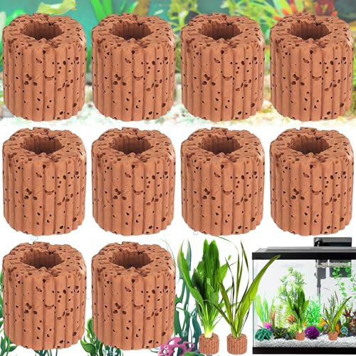 dcas 10 Stück Aquarium Ring Wasserpflanzen, 2,5cm Wasserpflanze Ringe, Wasserpflanze Ringe deko, Aquarium Landschaftsbau Festen Ringe,Aquarium Ceramic Rings,Wasserpflanze Ringe Aquariumzubehör