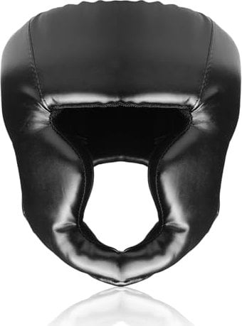 WIYETY Premium Kopfschutz für Kinder aus PU-Leder, Verstellbare Größe, Boxhelm Thaiboxen mit Gesichtsschutz für Kampfsport MMA Boxen Kickboxen Sparring (Schwarz)