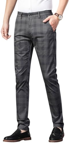 Oanviso Pantalon de Costume Homme Pantalon à Carreaux de Travail Élastique Pantalon Chino Pantalon de Jogging Décontracté Pantalon Business Élégant Coupe Ajustée Classique Chino Pantalon