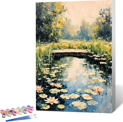 Landscape Paint by Numbers Flower Paint by Numbers for Adults Frameless Paint by Numbers Kits with Brushes Pigment Colorful Picture Acrylic Oil Painting Kits, Hobbies for Adults Gifts 30x40cm Q-B