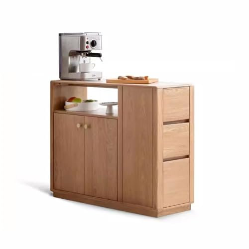 Sideboard aus Massivholz mit Trennwand aus Eiche, moderner nordischer Wohnzimmerschrank zur Aufbewahrung und Organisation von Tee