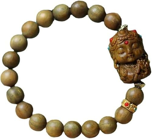 dvegGEE Perlenarmbänder, grünes Tara-Holz-Perlenarmband, 8 mm, grünes Sandelholz-Stretch-Armband, Bodhisattva-Amulett-Armband, Unisex