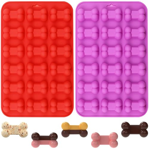 YXHZVON Schokolade Silikonformen, 2 Stück Silikonformen für Knochen, Gummibärchen Form, Hundekekse Backform, Silikon-Backformen für Schokolade, Süßigkeiten, Gelee, Eiswürfel