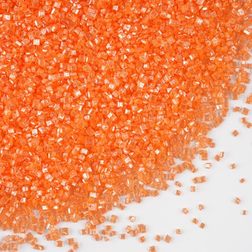 Sujoygar Orange Cake Sprinkles, 130g Edible Sugar Crystals for Cake Decorating Cupcake Topper Cocktail Rimming Sugar On Christmas Halloween Baby Shower Birthday Wedding Party