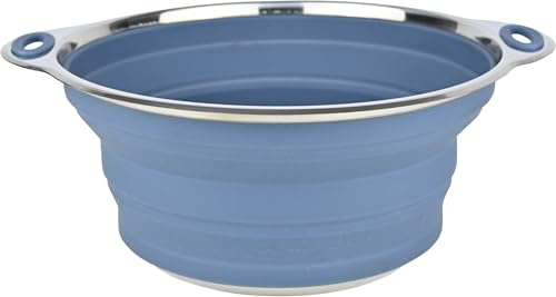 C.A.O. - Saladiers pliables en silicone 2,50 litres, en silicone & inox - Couleur Bleu - Longueur 28 cm - Largeur 24 cm - Hauteur 11,5 cm