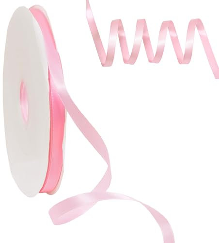 Guyode 10mm X 91m Ruban Rose, Ruban Satin, Bolduc, pour Décoration de Mariage, Fête Noël Halloween, Emballage Cadeau, Ballons, Nœuds, Rose Bouquet, Bricolage Art, Couture, DIY Artisanat