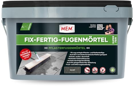 MEM Malta per fughe finite fisse, basalto, 20 kg, pronta all'uso per fughe strette a partire da 3 mm, resistente al gelo e alle intemperie, per pietra naturale, cemento, clinker e ceramica