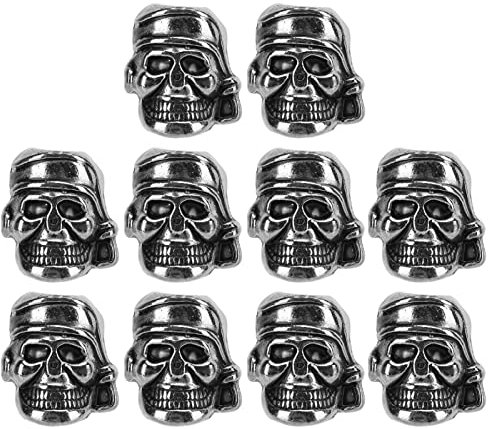 Paracord Beads Metal Skull Pendant Buckle 4.5mm Hole for Knife Lanyards DIY Tool Pirate Skull Design Alloy Material 10Pcs Set
