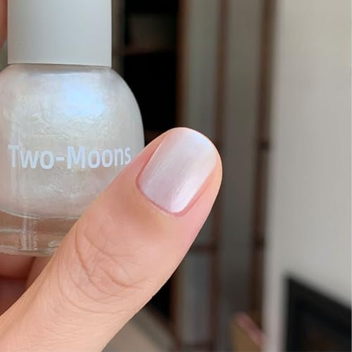 Pearl Nail Polish - Pearlescent White Nail Varnish - Aurora Iridescent Shimmer Mermaid Nail Polish - Breathable No Chip High Glossy Shine Quick Dry No Need UV for Women Nail Art Home DIY Manicure 10ml