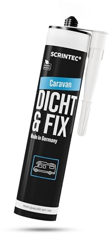 SCRINTEC® Caravan Dicht & Fix weiß (300 ml) – geruchsneutral, extrem stark haftend & UV-beständig – MS Polymer Kleber & Dichtstoff in recycelter Kartusche für Wohnmobile & Caravans – Made in DE