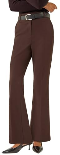 Roman Bootleg Trouser for Women UK Ladies Bootcut Stretch Flared Winter Autumn Long Full Length Pull-On Casual Smart Work Office Wear Business Soft Flattering