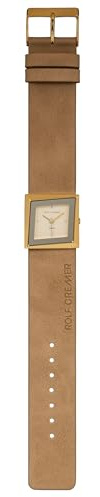 Rolf Cremer Eleganza Armbanduhr, Edelstahlgehäuse, Lederarmband 22mm, Quarzwerk, Saphirglas, 24mm x 24mm Quadratisch, Wasserdicht 3 Bar, Modell 509106
