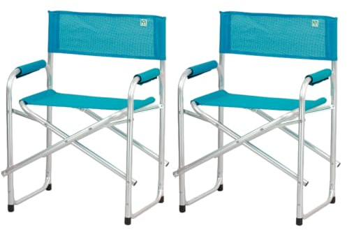 Totò Piccinni Sedia Regista CAMPING BAIA pieghevole in alluminio e textilene resistente robusta leggera con braccioli imbottiti (2, Petrolio)