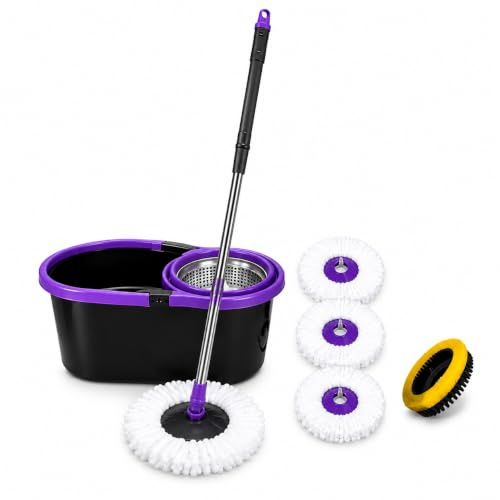 Premium Spin Mop & Bucket Set with Wringer – 360° Easy Spin & Dry System, Stainless Steel Handle, Floor Mop