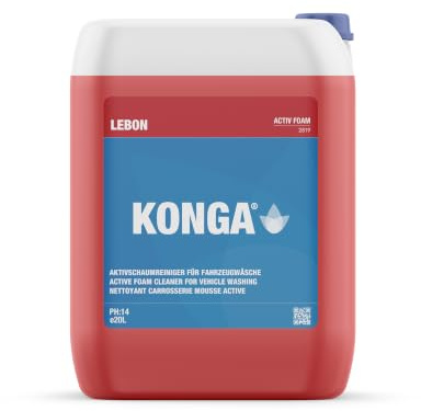 Konga Activ - Shampoo per auto, 20 l, Snow Foam con effetto perlato e cera, per idropulitrici ad alta pressione e pistola a schiuma, detergente in schiuma attiva altamente concentrata, schiuma potente