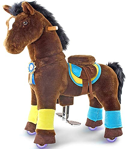 PonyCycle Offizielles Premium Modell K Kinder-Reitspielzeug Keine Batterie Kein Strom, Größe 4 für Alter 4–8 Jahren, Reitpferde Plüschtier Kuscheltier Schokoladenpferd Mittel K45