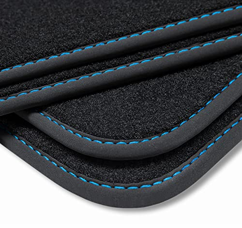 teileplus24 V285 Velours Fußmatten kompatibel mit Toyota Aygo 1 2005-2014 Trittschutz Fahrermatte, Naht:Blau