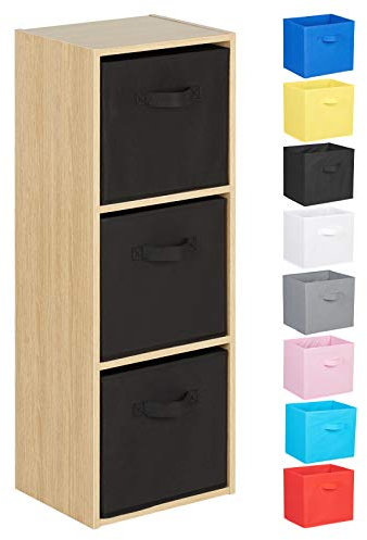 Hartleys 3 Tier Oak Cube Unit - Choice of Storage Boxes