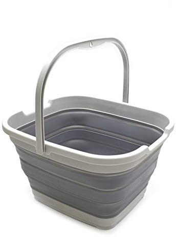 SAMMART 15L Zusammenklappbarer rechteckiger handlicher Korb/Eimer (15L Rectangular, dunkelgrau)
