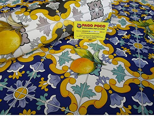 Pago Poco Tovaglia Rettangolare in Plastica 100% Impermeabile Disegno MAIOLICHE Misura:140x240... MADE IN ITALY Novita' 2022!!!!