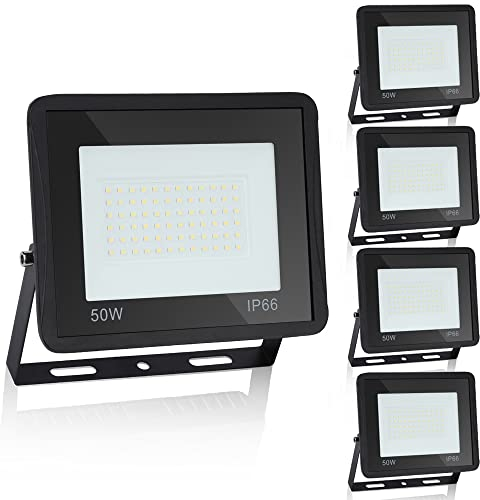 Ikodm Projecteur Spot LED Extérieur 50W, Éclairage Étanche IP66, 8500LM Super Lumineux 6000K Blanc Froid pour Arbre, Pelouse, Terrain de Sport