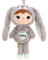Elefantasie Stoffpuppe Hasenmädchen mit Namen personalisiert Grau/Mint 50 cm