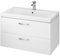 ECOLAM Badmöbel Waschtisch Waschbecken Como 60/80 / 100 cm + Schrank Lara Waschbecken mit Unterschrank 2 Schubladen weiß glänzend (80 cm)