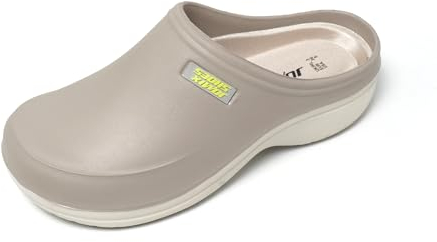 JOMIX Zoccoli Sanitari Donna da Lavoro Ospedale Pantofole per Giardino Ciabatte Cucina Leggero Sabot da Casa in Gomma Eva Comode e Morbide SD9243 (Beige, 38)
