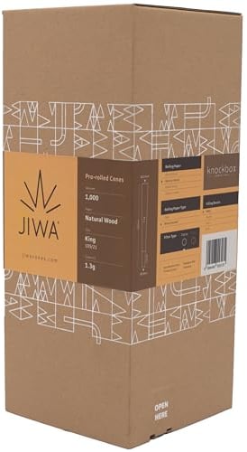 JIWA 1000 Ungebleichte Vorgedrehte Hülsen – 109 mm Konische Cones mit 21 mm Filter-Tip – Vorgerollte Joint-Papiere – Pre Rolled Papers – Mit Füllhilfsmittel