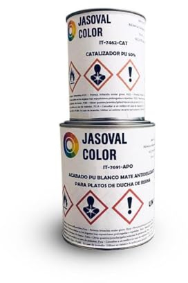 Jasoval Color Pintura Antideslizante para Platos de Ducha de Resina - Kit de 2 Componentes (1kg Pintura + 0,5kg Catalizador) - Variedad de Colores con Certificación Antideslizante (Gris Beige)