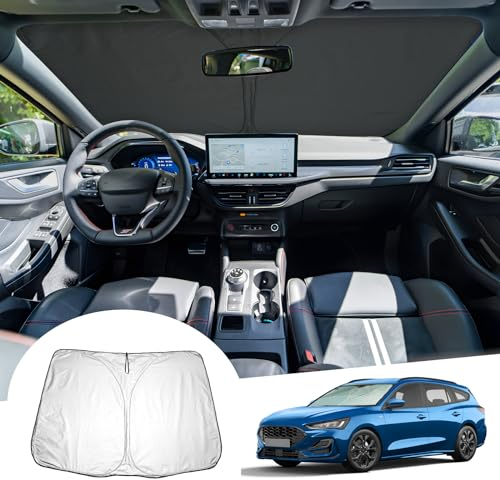GAFAT Compatible con Ford Focus MK4 ST Line 2018-2024 2025 Parasol Parabrisas Interior, Protección Solar Parasoles Lunas Delanteras, Refrigeración, Protección UV, Focus MK4 Accesorios