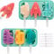Nenkarn 2Pcs Silicone Popsicle Molds for Kids, Ice Lolly Moulds with Sticks, BPA Free Ice Cream Moulds Reusable Easy Release Ice Pop Maker, Food Grade Silicone Ice Pop Cream Molds (Green)